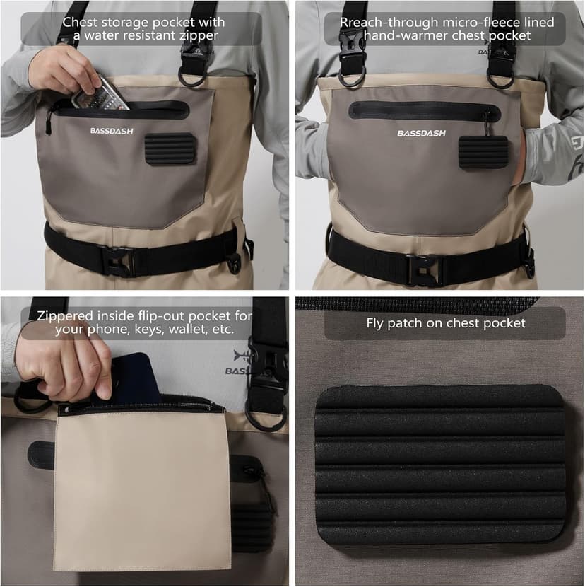 BASSDASH FW08 Men’s Breathable Waders Waterproof Fly Fishing Chest Fishing