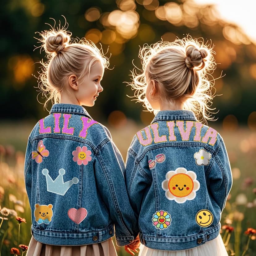 Rryoumisun Personalized Kids Denim Jacket with Names, Custom 1-14 Years Old Girls Boys Spring&Fall Outerwear Jackets B0DDDNW4CR