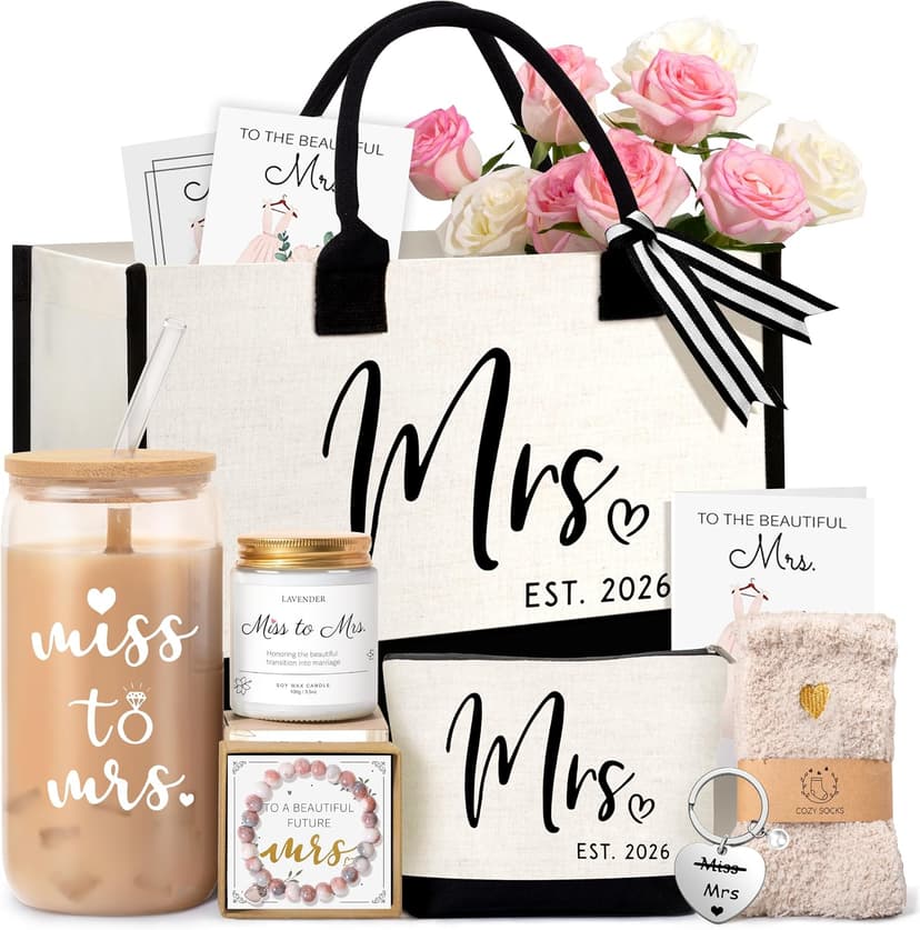 Bridal Shower Gifts for Bride To Be Gift 2026, 8PC Unique Bridal Shower Bachelorette Gifts for Brides, Just Married Engagement Wedding Presents Set for Women Her Wifey Future Mrs B0GZ3PCXTQ