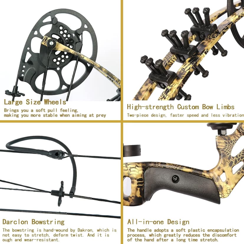 Youth Compound Bow Set 15-45 Lbs for Teens and Beginner, Package with Archery Hunting Equipment, Max Speed 260fps, Adjustable, Right Hand