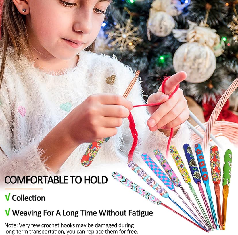 Coopay Warm Crochet Hooks for Grandmother, Art Aluminum Soft Grip Crochet Needles for Crocheting, Knitting Hook for Crochet Yarn Craft - Premium Knitting & Crochet Supplies