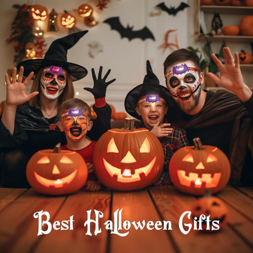 EverBrite Halloween Bat Headlamps Halloween Gifts,3 Modes Head Lamps with Warm/Red/Strobe Lights, Headlights for Halloween Party and Decorations 2 Pack