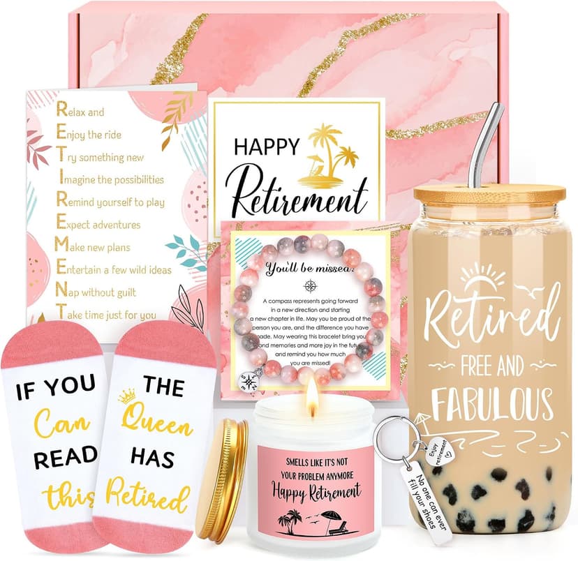 Retirement Gift for Woman 2026 Retired Gifts for Women Happy Cool Retirement Gift Basket for Women Coworker Teacher Nurse Boss Friend Mom Grandma Retirees, 20Oz Tumbler Card The Queen Has Retired Sock B0DWS42JVS