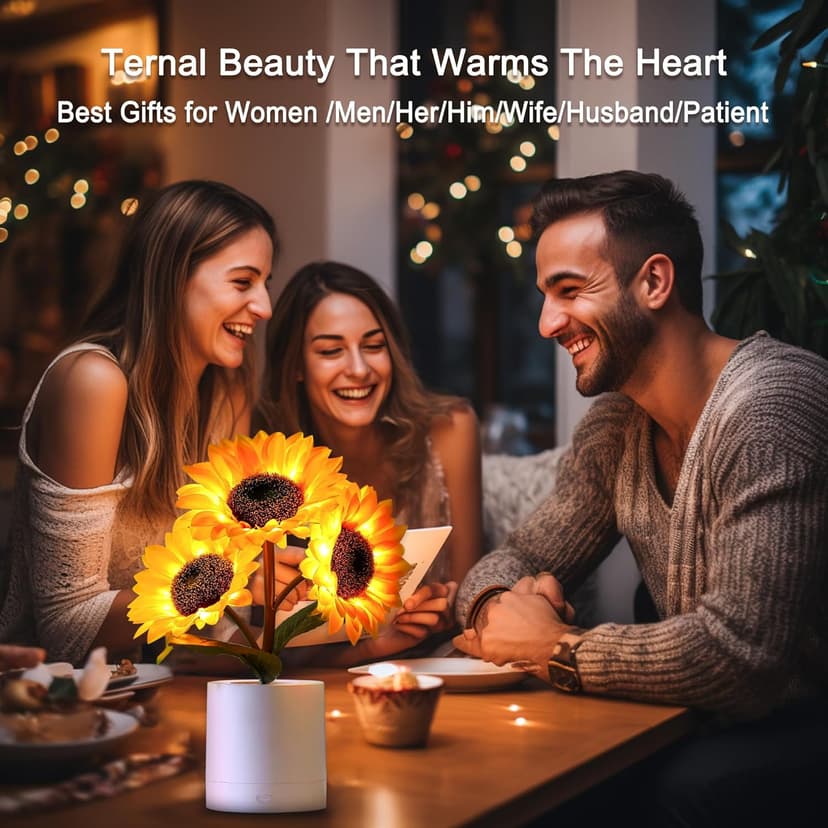 Sunflower Flower Lamp Gifts for Women, Birthday Christmas Ideal Gifts for Women Mom Granddaughter Girlfriend Friend Wife Anniversary Birthday, Bedroom Bar Coffee Shop Sunflower Night Light Lamp Decor