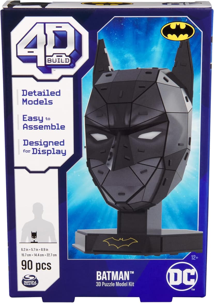 4D Build, DC Batman 3D Model Kit with Stand, Batman Collectibles & Desk Decor, Adult Puzzle, Building Toys, 3D Puzzles for Adults & Teens, 90 Pieces, for Ages 12 & Up