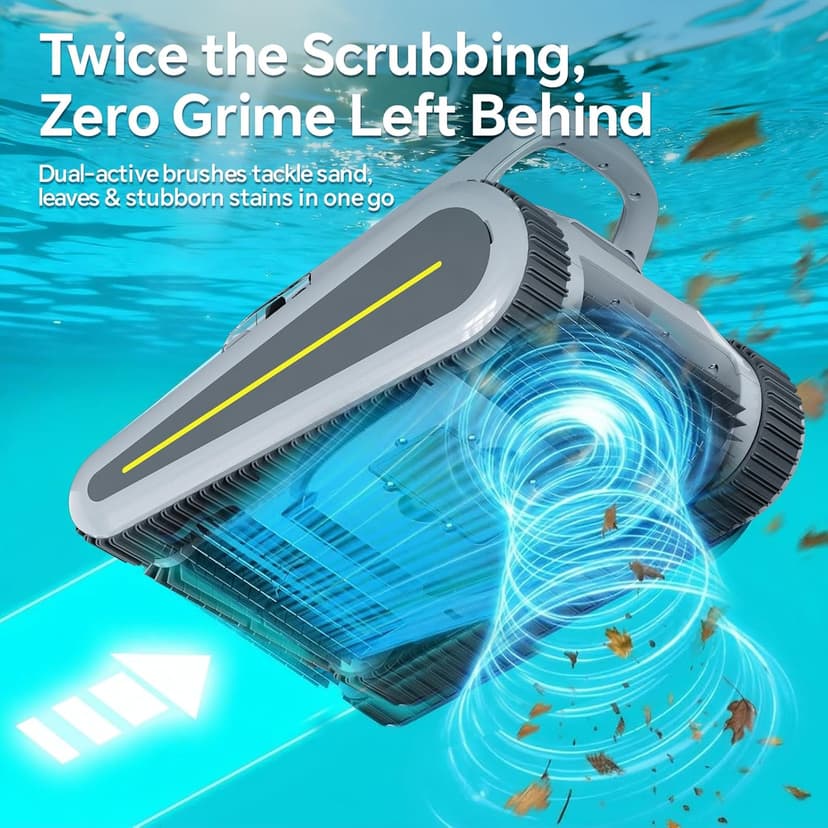 Pool Vacuum for Inground Pools & Above Ground Pool, Cordless Robotic Pool Cleaner with 180W Brushless Motor, 3-Hour Runtime, Wall-Climbing Pool Robot Scrubber for Pools up to 2150 Sq.Ft.