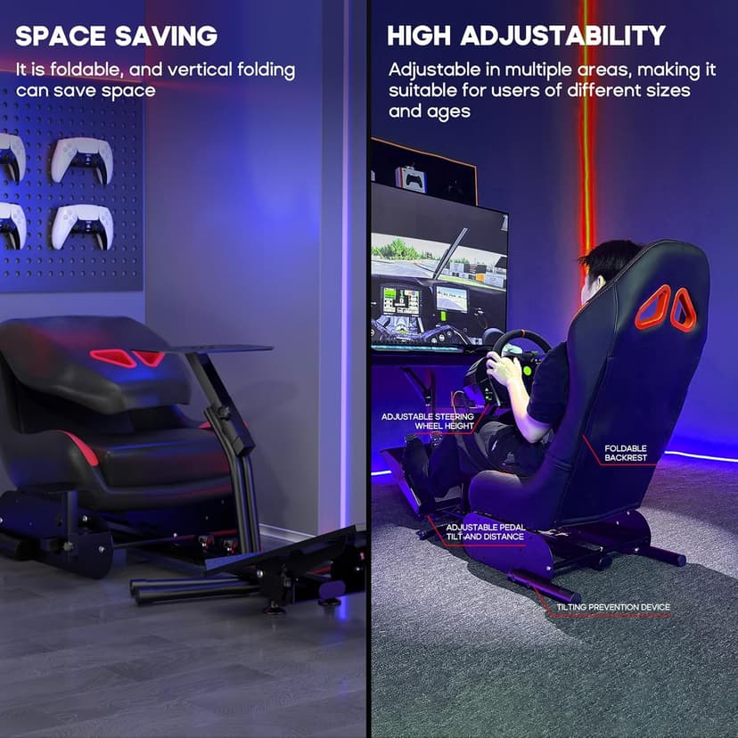 DIWANGUS Racing Simulator Cockpit Racing Wheel Stand with Seat Gaming Chair Sim Racing Cockpit for G29 G920 G923 G PRO RS50 T248 T300RS R3 R5 R9 R12 R16 R21 R25 Xbox PS4 PS5 PC Accessories