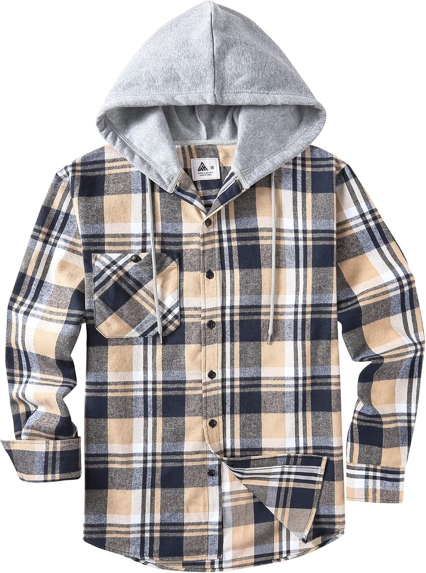 Big Tall, with Pocket, Adjustable Cuffs, Machine Wash, Business,Work, Office, Vacation, Graduation, Wedding, Party, Daily ZITY Men's Flannel Hoodie Shirts Casual Button Down Long Sleeve Plaid Shirt B0BB2JC2QX