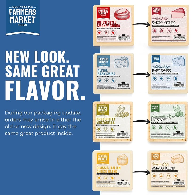 Garlic, Smokey Cheddar, Sharp Cheddar, Pepper Jack, Gouda, Swiss, Mozzarella & Italian Blend – Gluten Free, Keto & Paleo Farmers Market Wisconsin Cheese Artisan Gift Set for Charcuterie, 8 Count B0CRMBJ81D