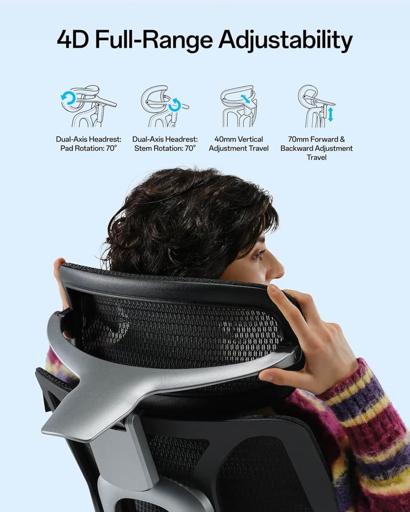 Hbada E3 Pro 2026 Edition Ergonomic Office Chair, Mesh Desk Chair with 3-Zone Floating Lumbar Support, Upgraded 4D Headrest, 720° Armrests, Black with Footrest