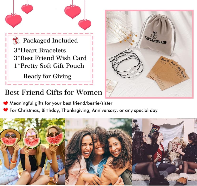 Tarsus 2/3/4/5/6 Pcs Best Friend Bracelets Bff Matching Heart Bracelet Best Friend Friendship Gifts for Women Friends Girls Teen