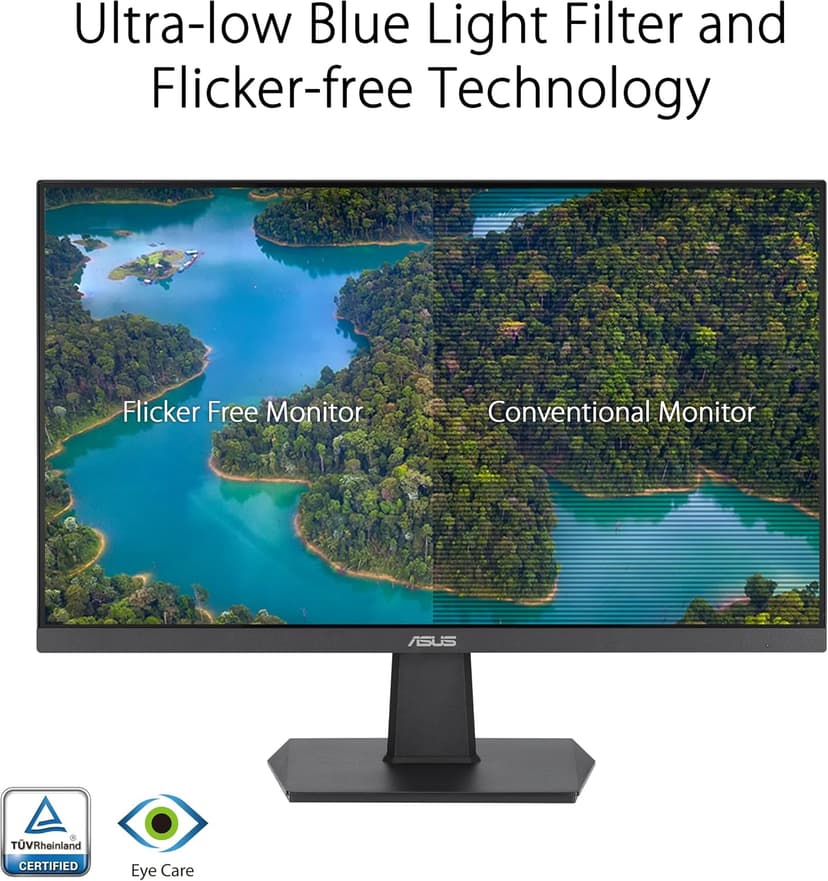 ASUS 24 Inch Frameless Monitor - 23.8-inch viewable, IPS, Full HD, 100Hz, 1080P, 1ms, Adaptive-Sync, for Working and Gaming, Flicker Free, HDMI, VESA Mountable, Tilt - VA24EHF