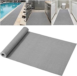Drainage Non Slip Floor Mat 3x5 FT, Heavy-Duty PVC Rubber Runner Mat, Cuttable Flooring Roll for Wet Areas in Bathroom, Pool, Garage, Kitchen, Sauna, Indoor Outdoor Use, Gray