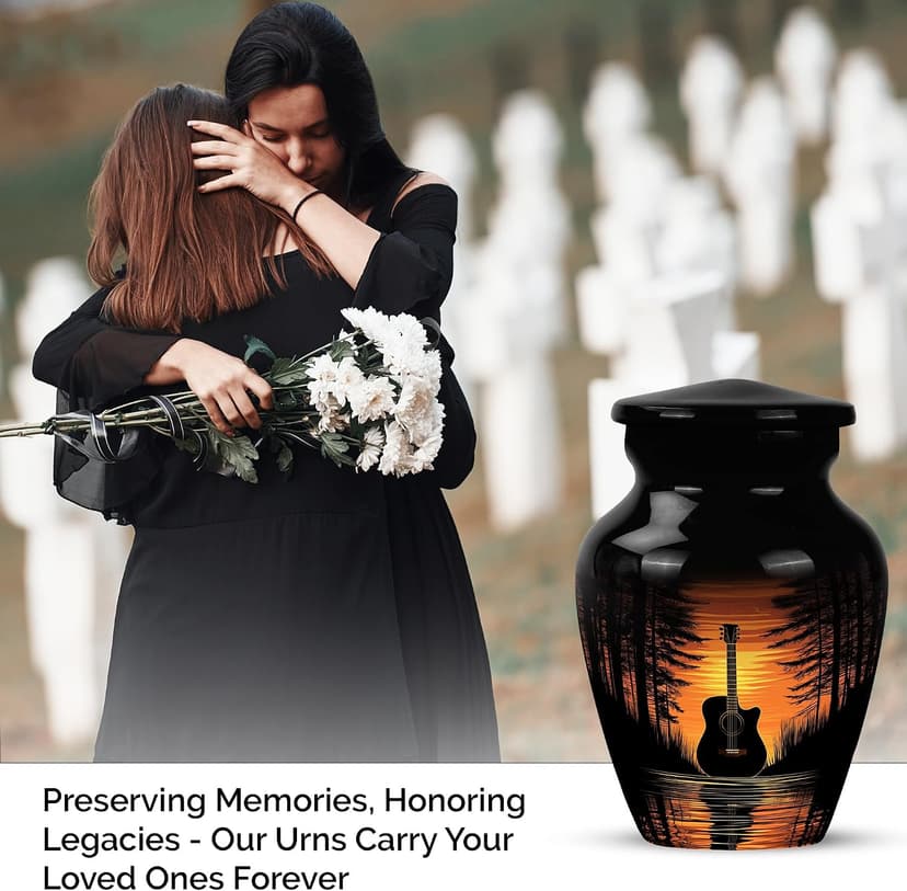 Guitar Urns for Human Ashes - Music Lover Cremation Keepsake Urns for Human Ashes Male & Female - Musical Instrument Burial Urn for Women & Men - Memorial Gift for Father - Small - 3 Inch B0H75NTJX2