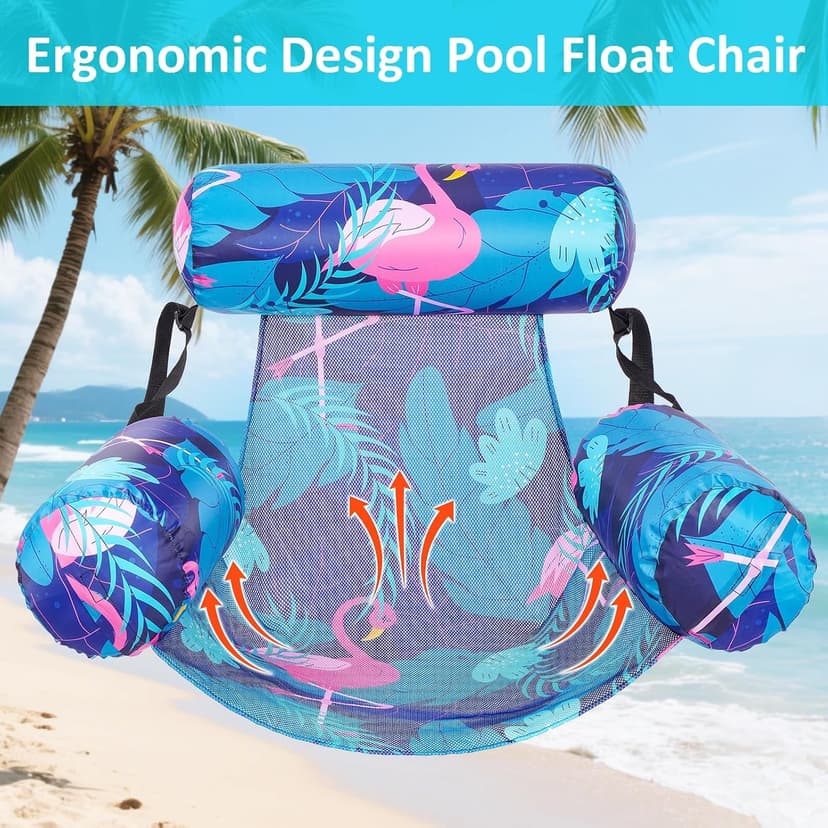 Inflatable Pool Float Chair - 2 Pack Pool Floats Adult Heavy Duty, Water Floating Lounge Chairs, Blow up Floaties Adults for Summer Fun Party Lake Beach