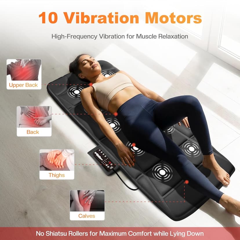 CILI Full Body Massage Mat with Heat, Vibration Back Massage Pad, Full Body Massager for Bed Chair Sofa, Massage Mattress Pad, Father‘s Day Gift for Dad