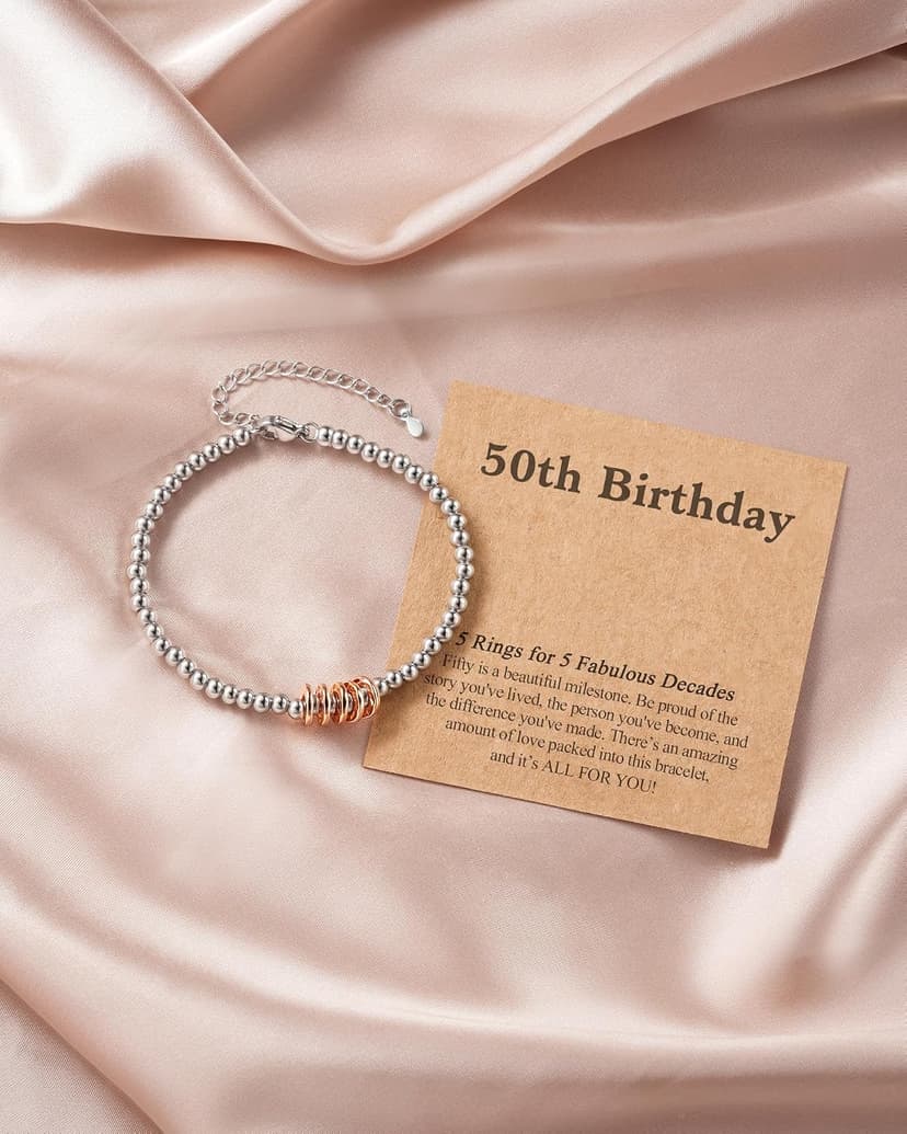 3 4 5 6 7 8 Decade Birthday Jewelry for Women Cool Happy Birthday Gift for 30 40 50 60 70 80 Year Old Women with Message Card Classy 30th-80th Birthday Gifts for Women, Rose Gold Charm Bracelet B0FH22JV4B