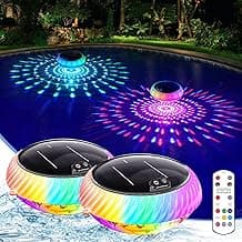 Askyli Floating Pool Lights Solar with Remote, 7.6 Inch RGB Up and Down Color Changing Solar Pool Lights That Float with Dynamic Lighting Effects, Floating Light for Pools, Party, Decor(2)