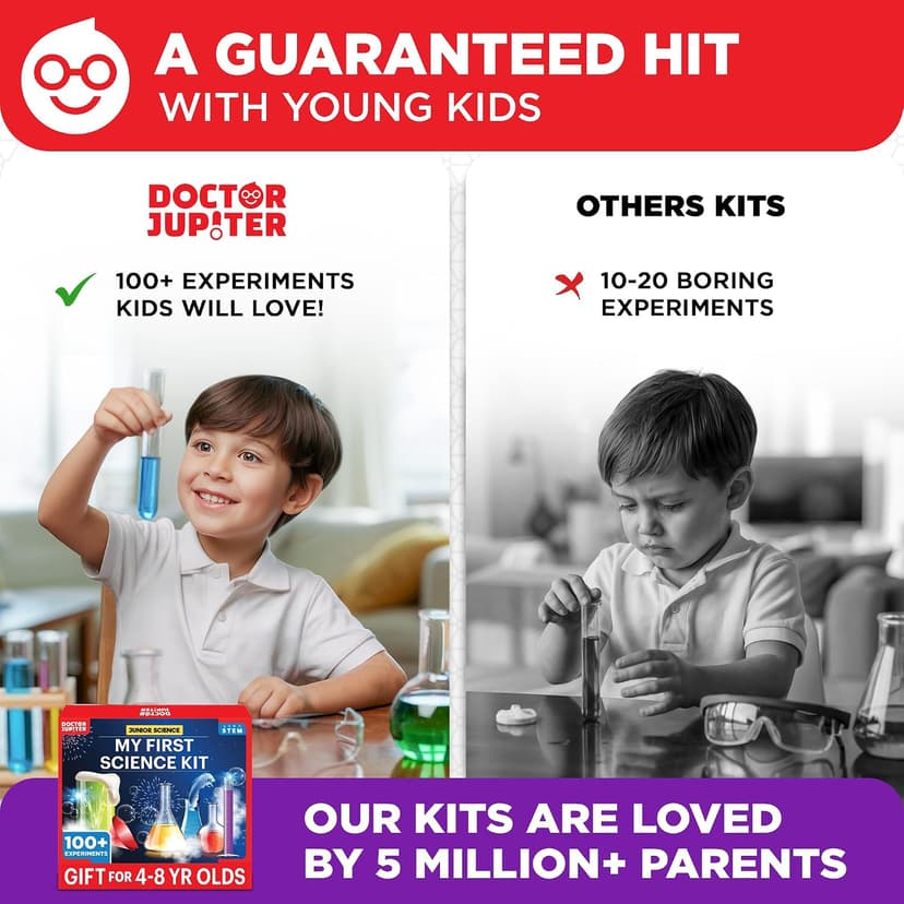 Doctor Jupiter My First Science Kit for Kids Ages 4-5-6-7-8 | Christmas, Birthday Gift Ideas for 4+ Year Old Boys & Girls | Toy Stem Kit with 100+ Experiments | Learning & Educational Projects