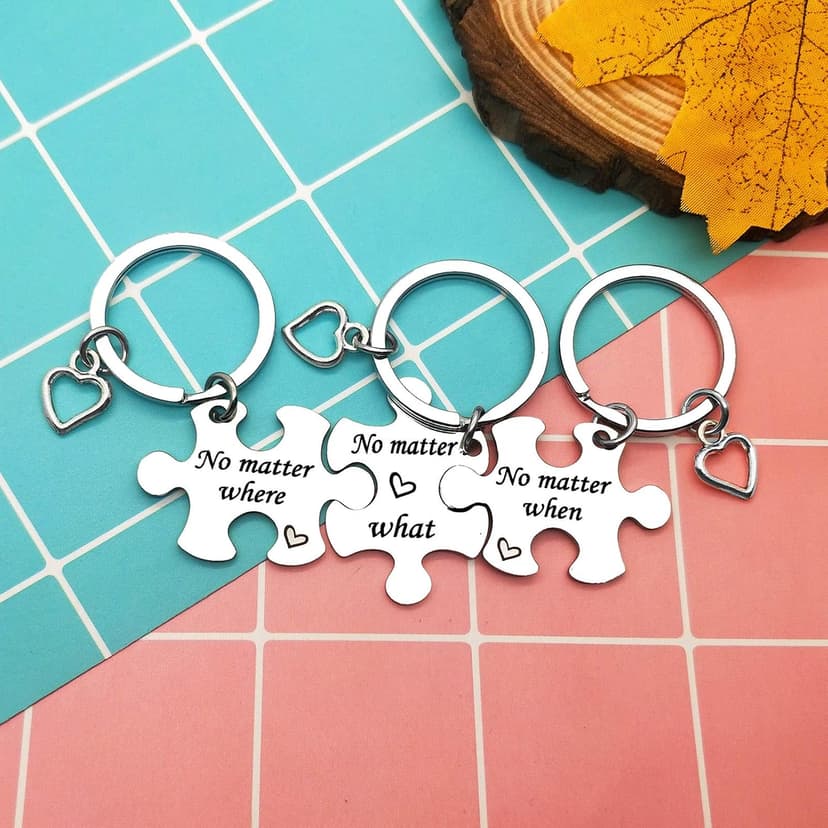 Ciyumu Best Friend Keychain Set Sisters Brothers Keychain No Matter Where What When Puzzle Keychains Set of 3 Long Distance Relationship Gifts Friendship Gifts for Family Teens Birthday Graduation Gift