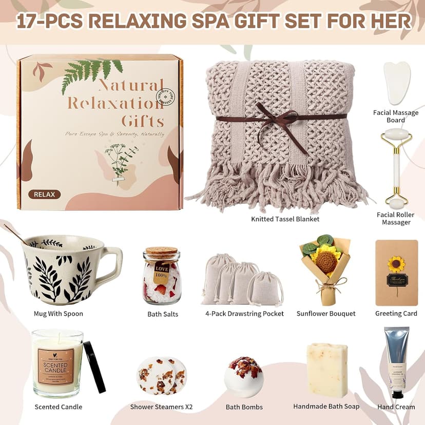 Birthday Gift for Women, Get Well Soon Self Care Package, Unique Spa Gift Basket Thank You Gifts for Mom Grandma Wife Best Friend Sister Her Mothers Day B0FKN316XM