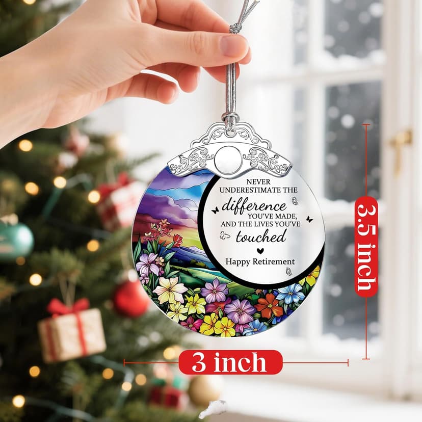 Retirement Gifts - Retirement Gift for Women, Men - Retired Ornament - Retired Gifts for Coworker, Boss, Employee, Teacher, Nurse, Friends, Women, Men - Stained Glass Christmas Ornament - Design A