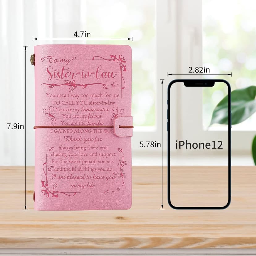 PRSTENLY Sister In Law Gifts Leather Journal, 140 Page Refillable Journal Christmas Graduation Birthday Mothers Day Gifts for Sister In Law