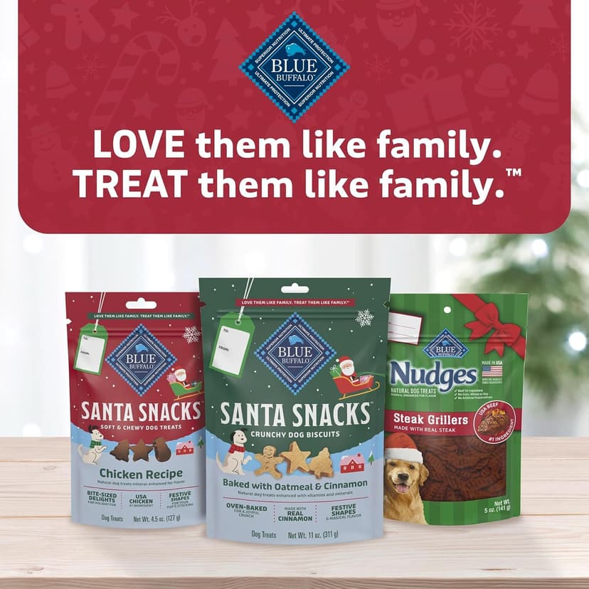 Limited-Time Holiday Treat, Soft-Moist Training Bits, Seasonal Shapes, No Chicken By-Product, Corn, Wheat, or Soy Blue Buffalo Santa Snacks Chicken Dog Treats, 4.5 oz B08C7H7LW7