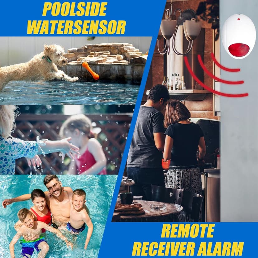 Pool Alarm with Remote Receiver, Pool Underwater Drown Monitor System, Battery Powered Poolside Alarms for Inground&Above Ground Pools, Kids Child Pets Swimming Pool Safety Guard fits up to 16x32sq.ft