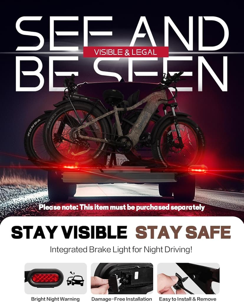 Young Hitch Mount Bike Rack with Ramp, 200 lbs. Capacity for 2 E-Bikes, Fat Tire and Standard, fits Cars, SUVs, RVs, Trailers with 2 Inch Receiver