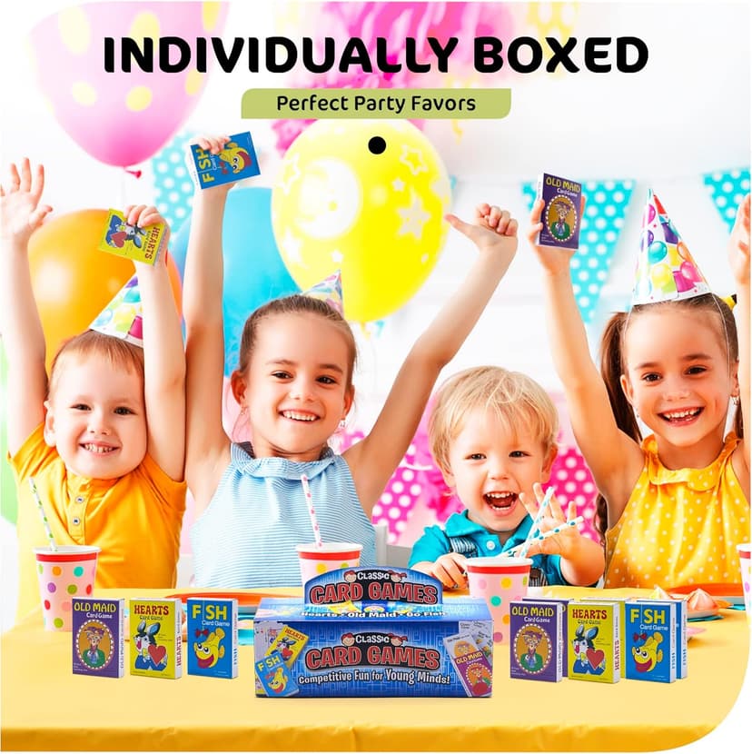 Kids Card Games Bulk – 12 Pack Classic Card Games for Kids Ages 4-9, Multi Pack Set Includes: Hearts, Go Fish, & Old Maid Playing Cards for Family Game Night, Party Favors & Classroom Prizes