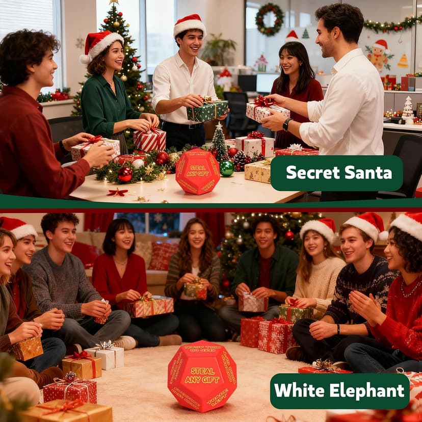 Christmas Gift Exchange Games for Family Party, Gifts Swap Dice Game for Teens Adults Stocking Stuffers Gag Chrismas Santa Swap Gift Exchange Dice Christmas Stuffers White Elephant Dice Games B0FWKMM264