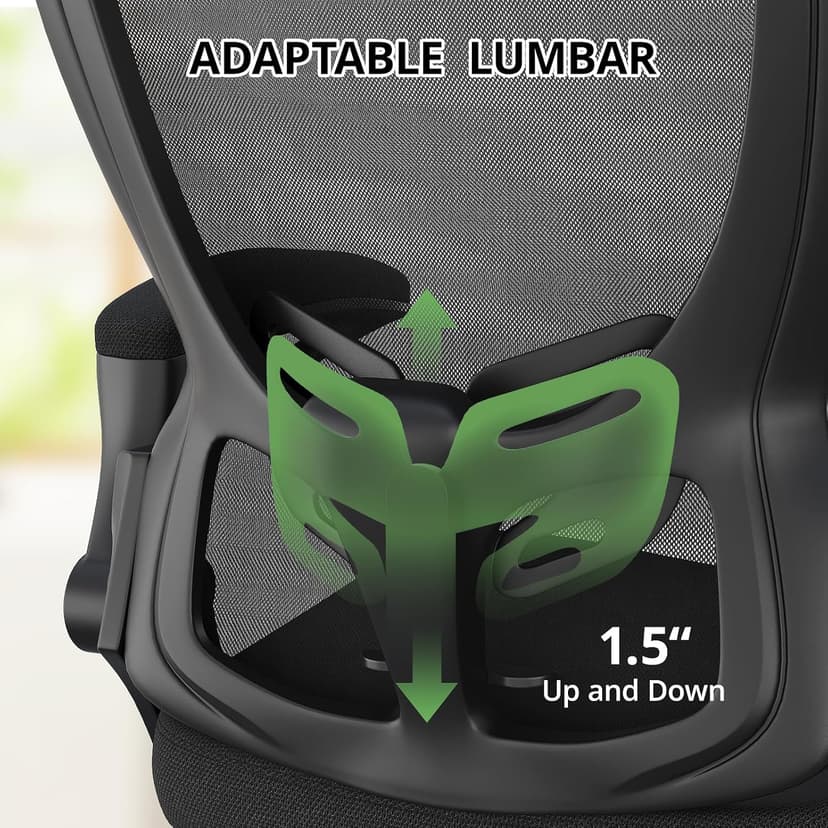 Office Chair Ergonomic Desk Chair, 330LBS Capacity, High Back Computer Chair with Lumbar Support, Flip-up Armrests Swivel Task Chairs for Long Hours Work