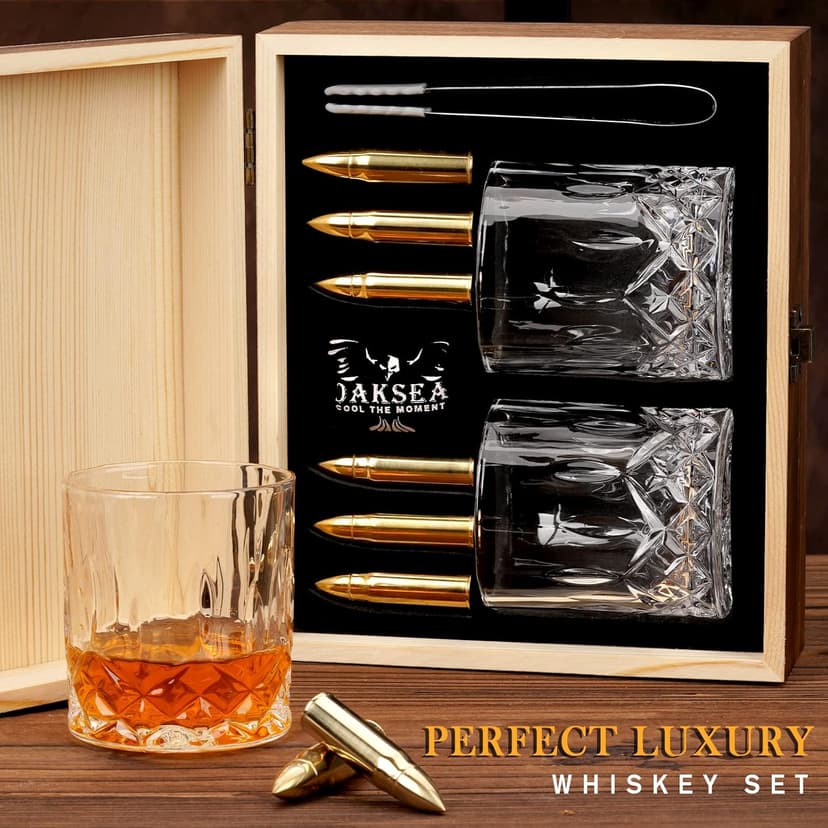 Gifts for Men Dad Husband, Christmas Anniversary Birthday Gifts for Him Boyfriend, Reusable Stainless Steel Whiskey Stones and Whiskey Glasses Set, Cool Burbon Scotch Cocktail Set Gifts