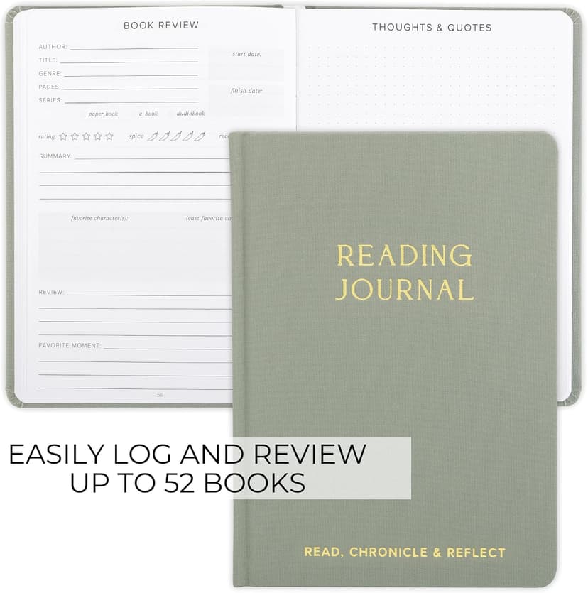 Makes a Great Gift for Readers - Reading Log & Review Pages for Keeping Notes on Your Favorite Books ZICOTO Beautiful Reading Journal for Book Lovers - Linen Hard Cover Tracker B0D9KNQV32
