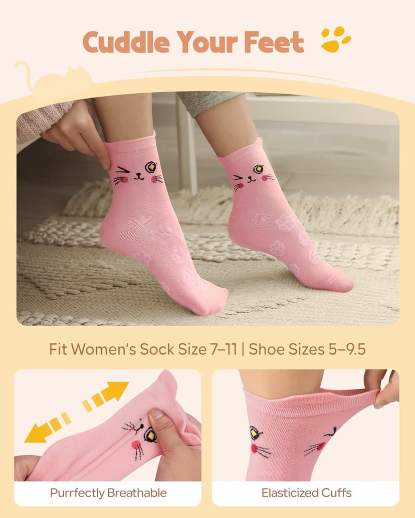 Cat Socks Stocking Stuffers for Women: Unique Funny Cute Cat Lover Gifts Novelty Comfy Animal Socks for Women, Christmas Xmas Gifts for Ladies Mom Wife Her Girlfriend Teen Girls Birthday Gift Ideas B0FM88P2PP
