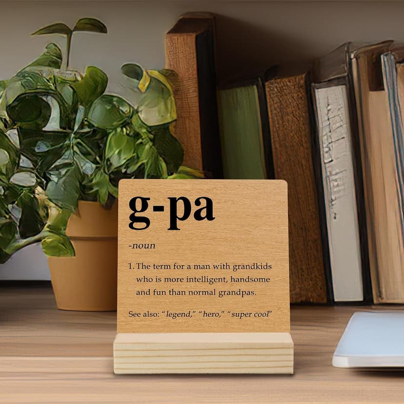 G-Pa Grandpa Gifts Desk Decor, Grandpa Gifts for Birthday Father's Day Decorative Signs & Plaques, G-Pa Definition Desk Sign with Wooden Stand for Home Office Shelf Table Decor B0GJR7LD9H