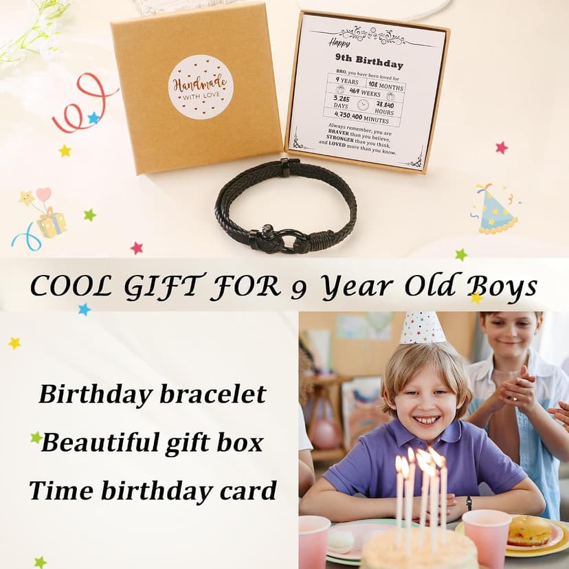 Adjustable Triple Protection Bracelet with Inspirational Card and Gift Box, Birthday Gifts for Him Boys Men Boyfriend Sereney 9-60 Year Old Boy Birthday Gifts, Bracelet for Brother Men and Son B0CD7PTWG4