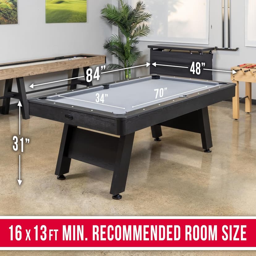 GoSports 7 and 8 ft Pool Tables with Wood Finish - Gray, Black, or Green Felt - Billiards Game Room Table for Adults & Family - Accessories Not Included