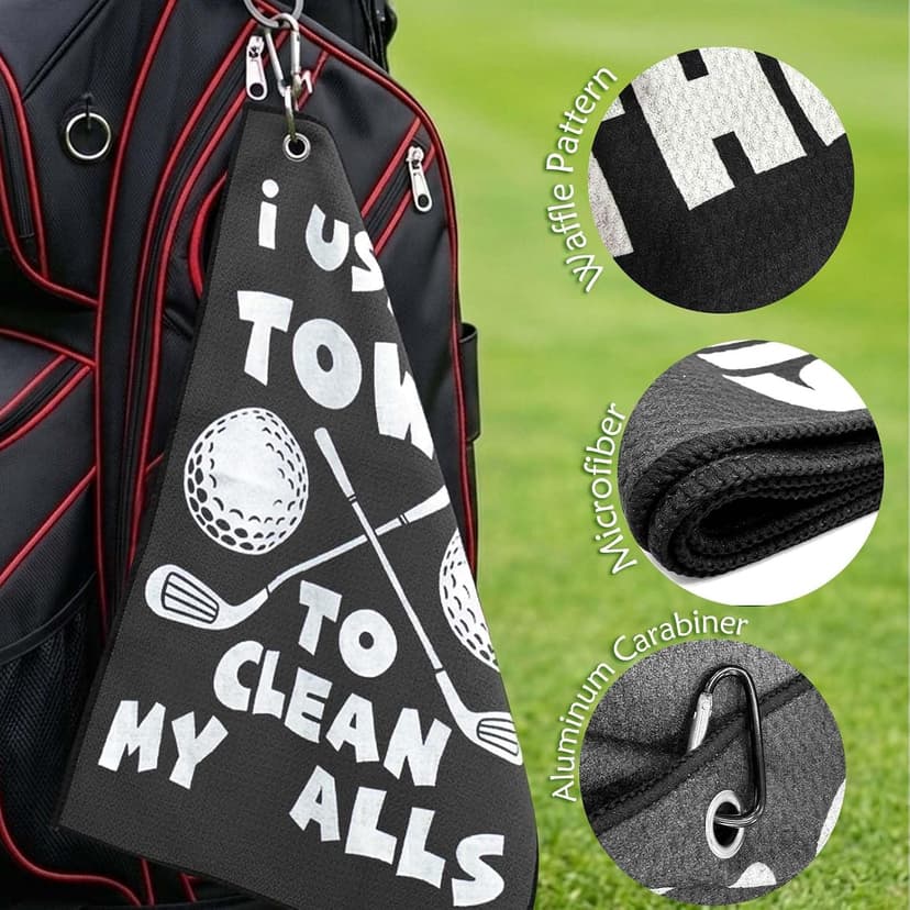 Premium Cleaning Towel for Golf Balls and Clubs; Easy To Attach to Golf Bags for Practice, Tournaments, and Daily Play Lihome Golf Accessories for Men, Funny Golf Towel, Golf Gifts for Men B0GX7CVYCL