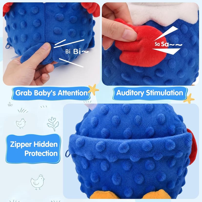 Baby Crawling Toys 40 Songs, USB Rechargeable Moving Toy for Tummy Time, Sensory Play & Baby Shower & 1 Year Old Gifts SAIMAND Baby Toys 12+ Months-Musical Moving Plush Chicken with Voice Replay B0GZ2SP7WS