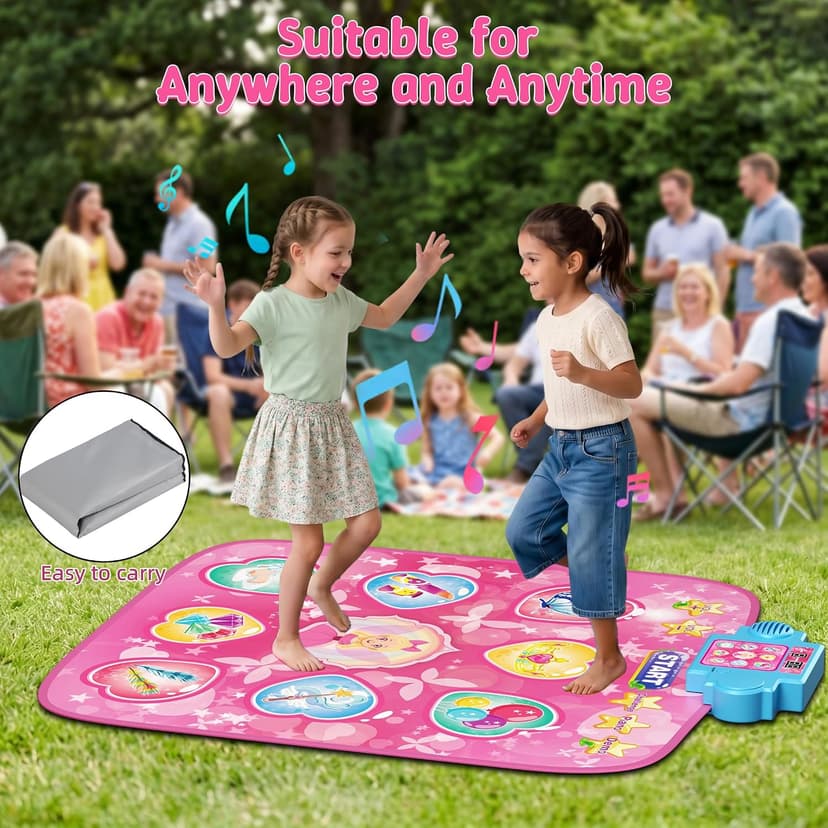 LED Score Display, Piano Game Modes, Anti-Slip Foldable Dancing Pad for Kids 3-12, Birthday Gifts for Girls Dance Mat – 9-Button Electronic Music Playmat with 8 Challenge Levels B0GSZ81B2V