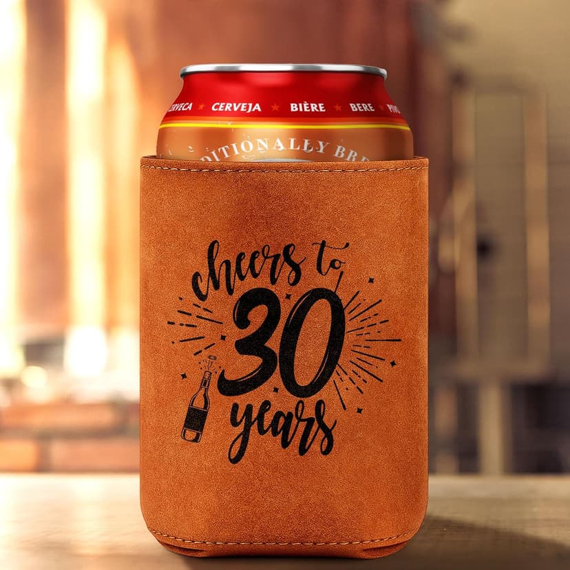 Cheers to 30 Years Vintage 1996 Leather Can Sleeve, Funny 30th Birthday Bday Gift for Dad, Mom, Husband, Wife, Uncle, Papa 30th Birthday Gifts Men 30 Years Old Happy Birthday Decorations for Women B0GS61V21G