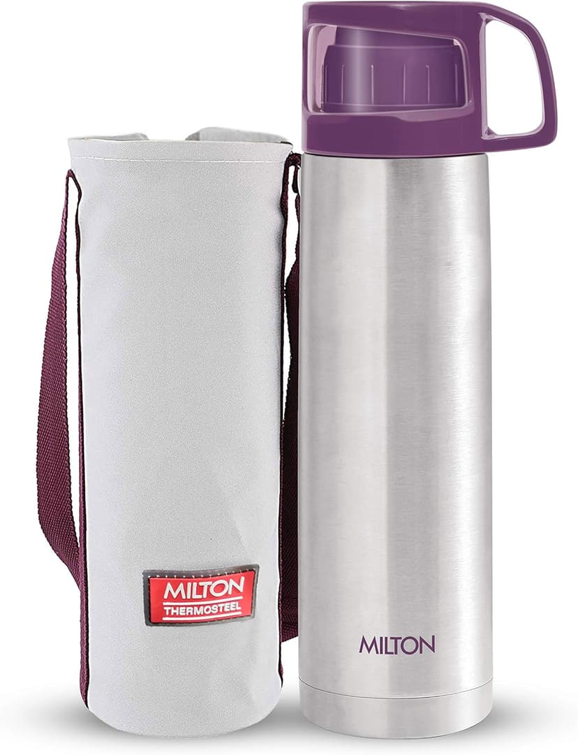 Milton Thermos for Hot Drinks 1000 ml (34 oz), 24 Hours Hot and Cold, Stainless Steel Water Bottle, Double Walled Vacuum Insulated Flask for Hot Coffee, Thermosteel, Leak Proof, Glassy, Purple