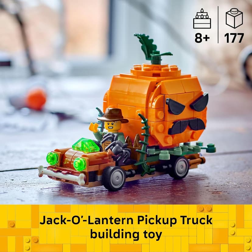 Building Toys for Boys & Girls, Ages 8+, Halloween Decor & Craft, 177 pieces, Gift for Kids LEGO Jack-O'-Lantern Pickup Truck 40822 B0FMPL53NT