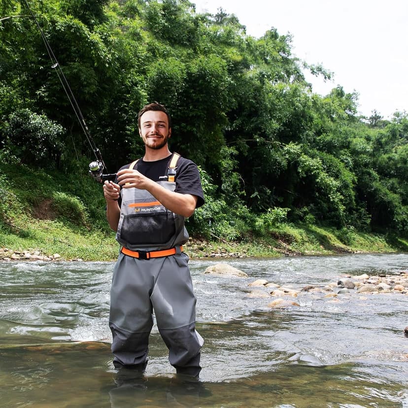 Hunthor Fishing Waders for Men Waterproof Breathable Chest Wader with Insulated Stockingfoot for Fly Fishing, Hunting, Wading