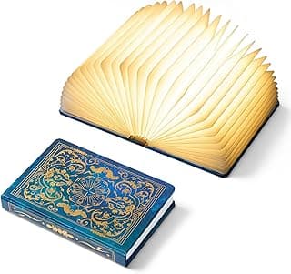 Book Lovers Gifts BookLamp - 5 Color Lights, 1200mAh Battery, Foldable Paper Lamp as Book Decor & Accessories, Hot Foil Cover Design, Unique Gifts for Women or Friends & Christmas
