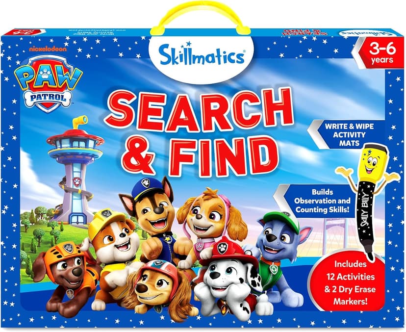 Reusable Write & Wipe Mats, Learning Games, Educational Toy for Toddlers, Kids, Boys & Girls Ages 3, 4, 5, 6 Skillmatics Search and Find PAW Patrol, Preschool Activity, Christmas Gift B0FQVC9MGX