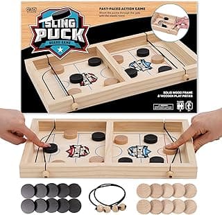 Fast Sling Puck Game - Super Winner Slingshot Puck Board Game - Sling It Shot 2 Player Hockey Table for Kids, Teen and Adults - Christmas Indoor Family Tabletop Games