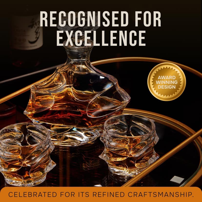 Storm Japanese Crystal Whisky Decanter – 100% Ultra Clarity Lead-Free Crystal – 750ml Elegant Liquor Carafe for Whiskey, Scotch, Bourbon & Spirits